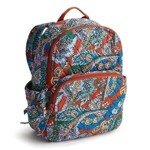 New Vera Bradley Small Bancroft Backpack Flowers + Feathers Premium Cotton NWT